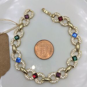 Vintage 14kt Gold Rainbow Diamond Shape Bracelet